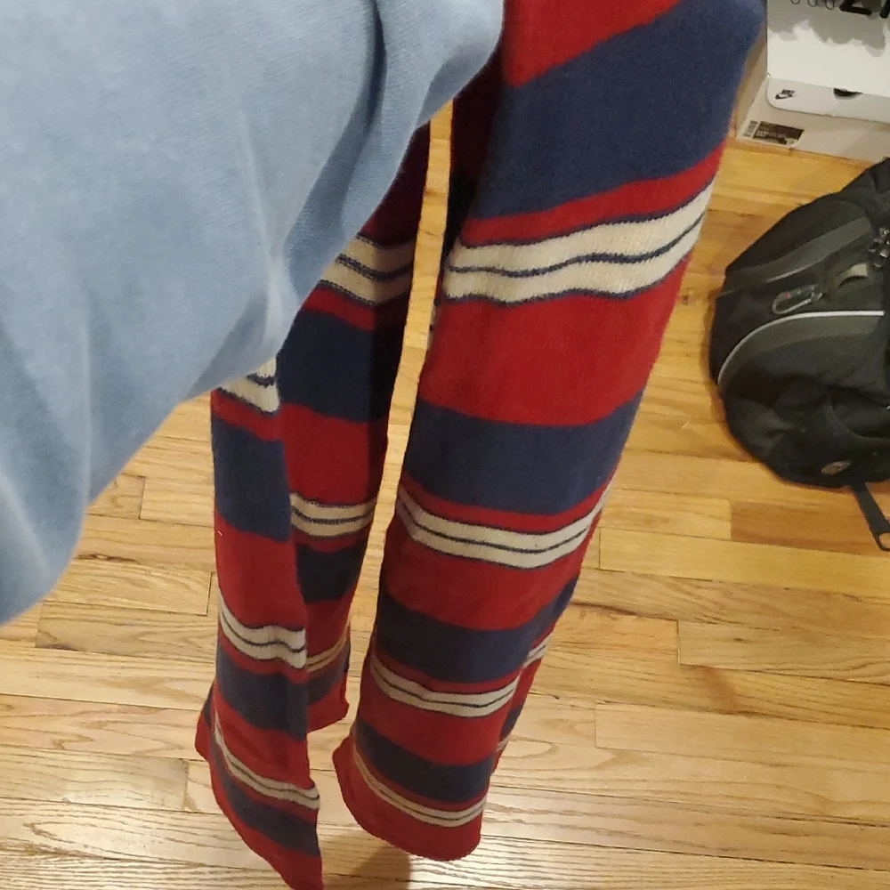 Vintage Lambswool Americana Red, White and Blue Striped Scarf
